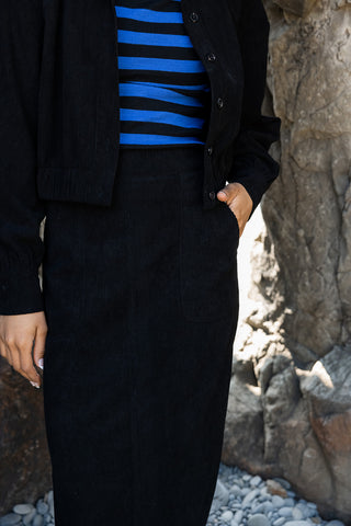 Point cord straight skirt