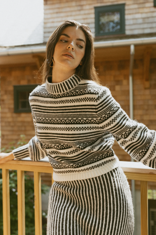 km mixed striped sweater