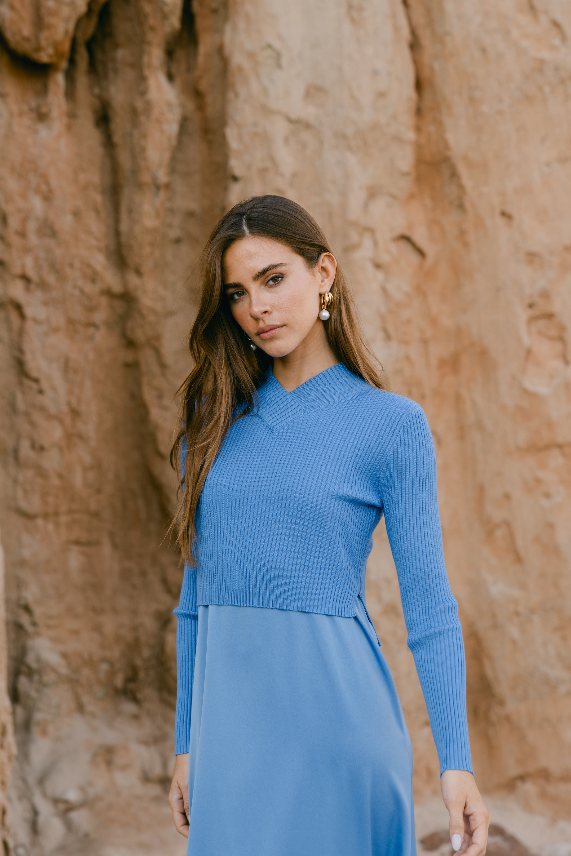 point vneck cropped sweater