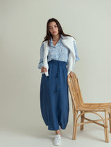 ofd button front shirt with smocking cuffs